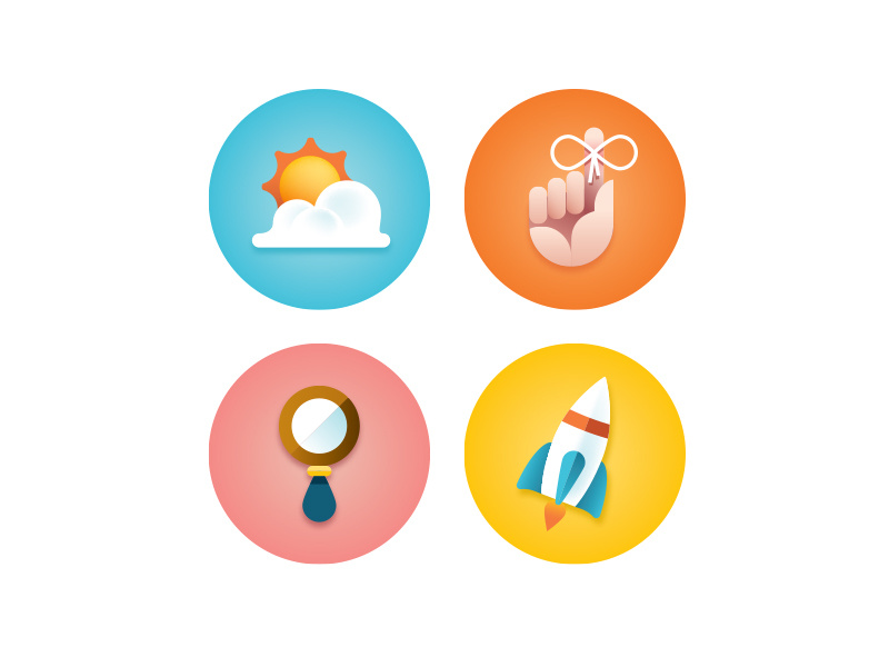 Rejected Icon Set icons sun clouds hand search rocket