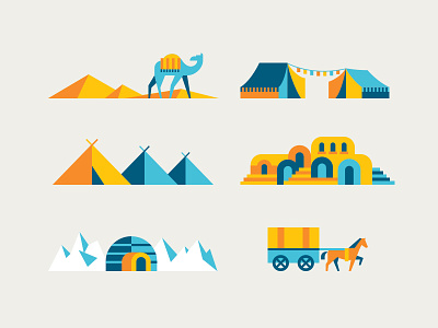 GOOD Magazine Spot Illustrations camel horse igloo illustrations nomads spot illustration tent