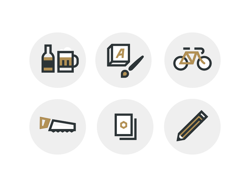 Build Icons beer sign painting bicycle saw badges passes pencil icons icon