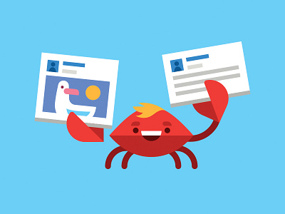 Facebook Feed Preferences Mascot "Clip" crab facebook mascot