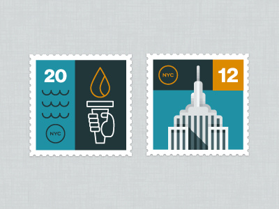 NYC Stamps empire state building illustration new york stamps