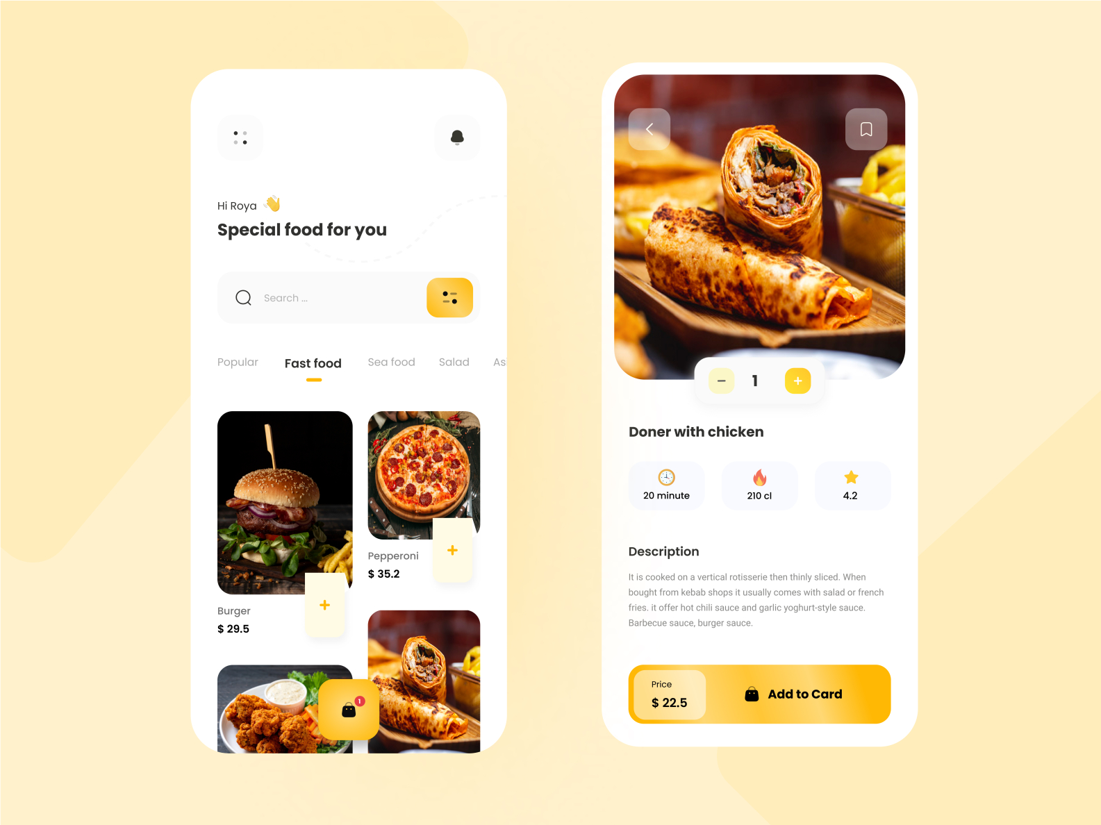 Food delivery app by Roya on Dribbble