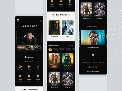 Movie landing page (mobile version) cinema dashboard daily ui design graphic design interface landing page minimal mobile mobile ui movies netflix product design responsive typography web web design