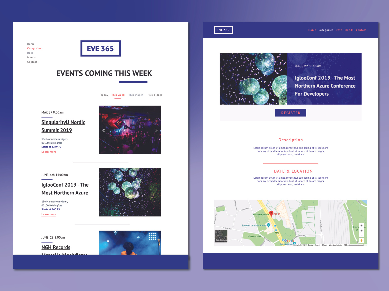 Events concept page UI by Marwa Interactive Designer on Dribbble