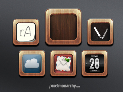 App Icons - Wood Frame Template app brown freebie icon icons psd ui wood