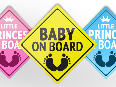 Baby On Board Badge baby badge blue foot freebie icon pink psd yellow