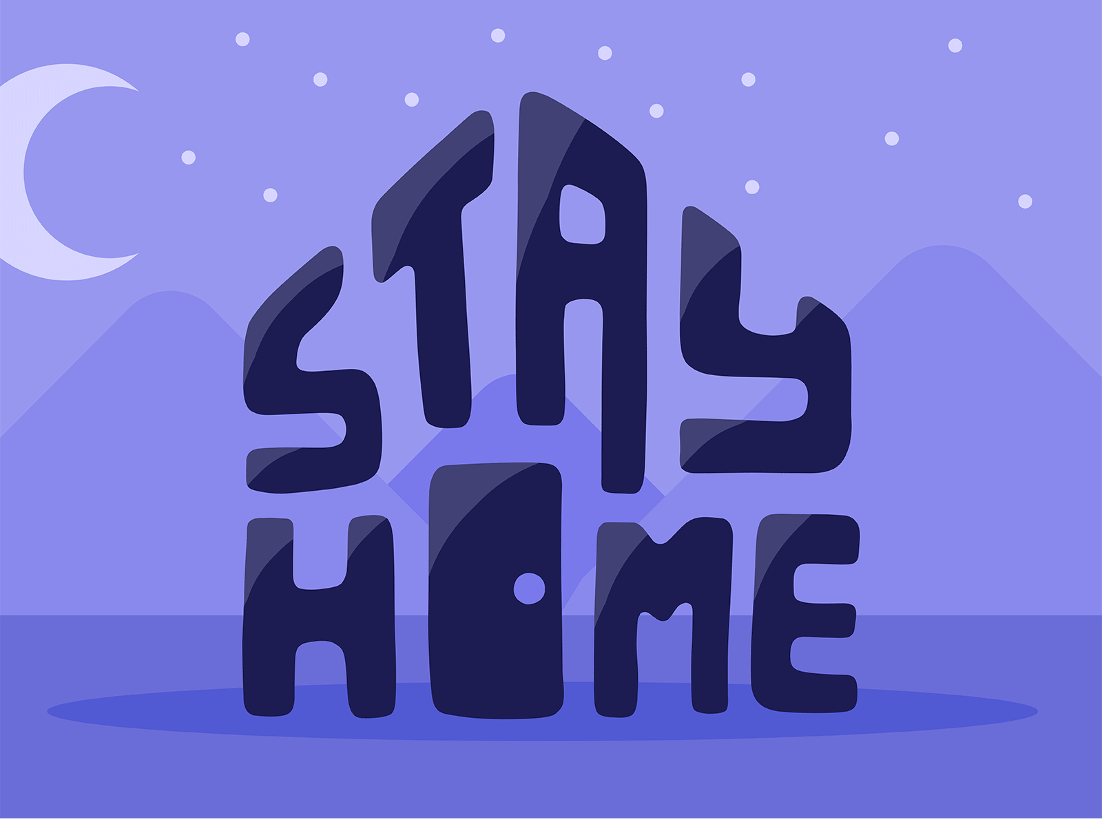 Stay Home animation coronavirus design door dribbbleweeklywarmup home house illustration moon mountain stayhome sun vector