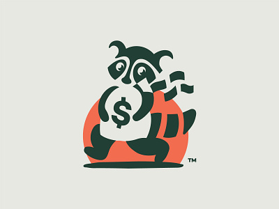 Thieving raccoon bag bandit branding cash design dollar icon illustration logo logo design money money bag negative space logo negativespace raccon theft thief vector