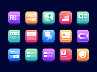 Lesson icons full set branding course design glow gradient icon icon set iconography illustration lessons logo tiles typography ui ux vector web