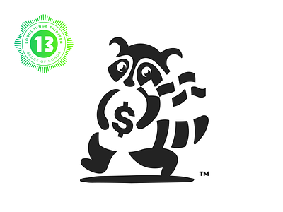LogoLounge raccoon bandit book13 branding design icon illustration logo logolounge logoloungebook13 money negative space raccoon vector