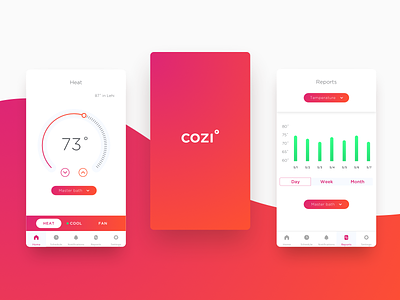 Mobile Thermostat app chart design interface ios iphone mobile sketch thermostat ui ux web