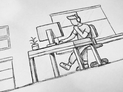 Desk Sketch design desk illustration ipad pro pencil sketch working