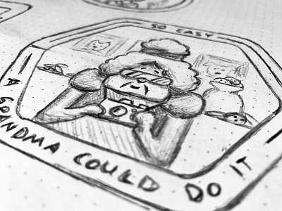Grandma badge sketch badge branding design icon illustration pencil pencil sketch sketch