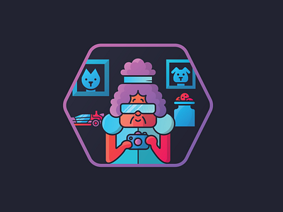 Grandma Badge badge branding camera design flat grandma icon illustration photographer vector web