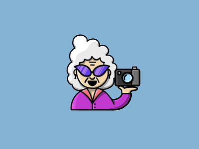 Granny photographer branding camera design drawing grandma illustration ipad pro photographer