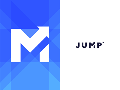 Jump logo concept arrow branding design icon jump logo logo design logo mark m logo symbol vector