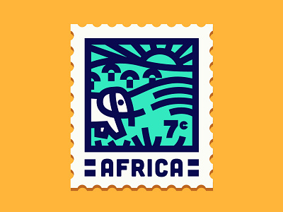 Africa Stamp africa design dribbbleweeklywarmup elephant icon illustration lineart safari stamp vector