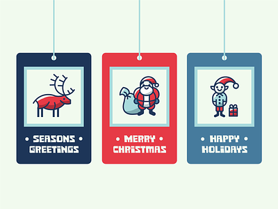 Holiday gift tags christmas design elf gift hangtag holiday holidays icon iconography illustration reindeer santa tag vector