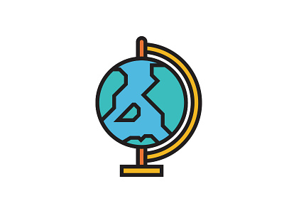 Globe earth flat globe icon illustration illustrator lines outline vector