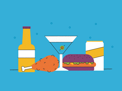 Late Night Snacks beer burger chicken food fun illustration martini simple snacks texture vector