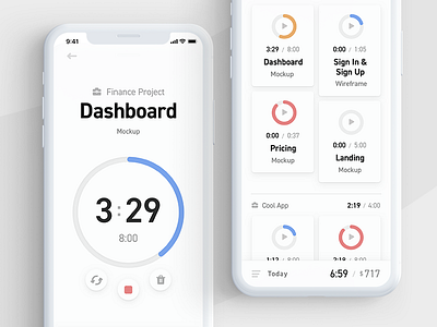 Timetracking Concept B iphone mobile timer ui