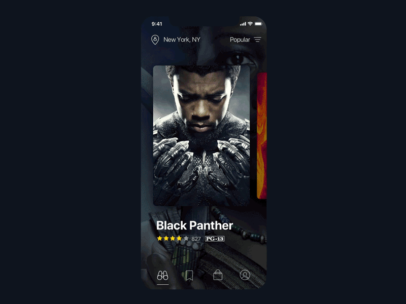 Nearby Movies ios iphone iphone x mobile movies parallax swipe theater ui