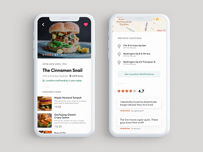 Profile Screen of Food Truck App food ios iphone mobile store