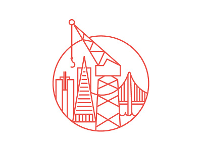 SF Rises ai city crane icon illustrator line monochromatic san francisco sanfrancisco skyline symbol vector