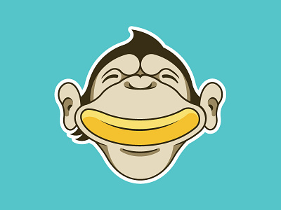 Cheeky animal banana brand cartoon character drawing face fun illustration illustrator monkey vector
