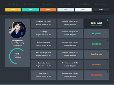 Curriculum App Style Guide 2 app application button graph grid hover interface layout style guide styleguide ui ux