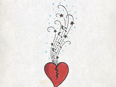 Beauty From A Broken Heart Tattoo broken heart drawing handdrawn heart illustration ink music pencil tattoo