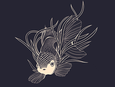 The Golden Fish. Illustration 2020. artwork design drawing flat graphic design illustration illustrator photoshop vector
