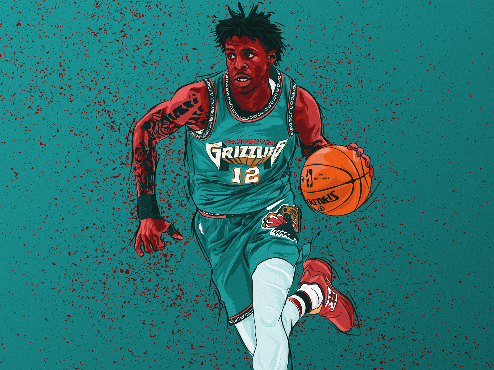 Ja Morant. NBA Illustration 2020 visual identity poster nba vector drawing photoshop illustrator flat artwork design