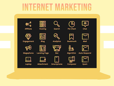 Internet Marketing Icon Set Line Style