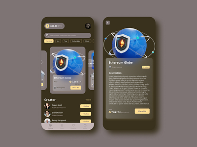 NFT App UI Mobile Design animation app art branding design ethereum icon illustration logo mobile nft ui vector