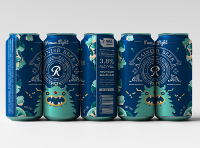 Rainier Beer / Packaging Design beer can beer packaging character color design graphic design illustration typography