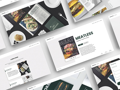 Meatless / Book + UI Design app bookcover bookdesign color design food graphic design grid layout meatless typography website