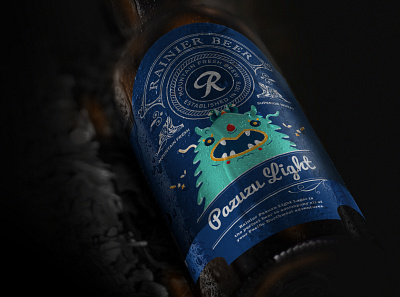 RainierBeer / PackagingDesign / Pazuzu Light alcohol beer character color design foil stamping glass graphic design illustration monster packaging packagingdesign personality typography