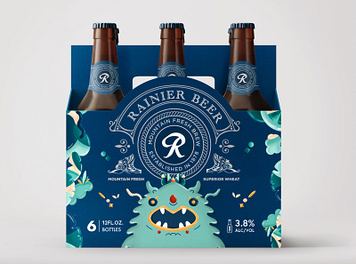 RainierBeer / PackagingDesign / Pazuzu Light abstract beer beerdesign beerpackaging branding color design graphic design illustration logo monster mountain nature package packaging packagingdesign typography