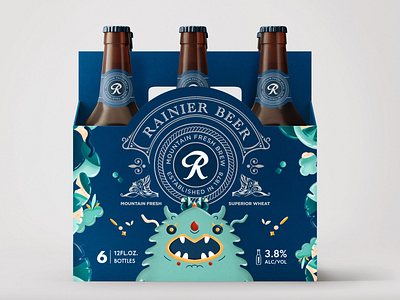 RainierBeer / PackagingDesign / Pazuzu Light abstract beer beerdesign beerpackaging branding color design graphic design illustration logo monster mountain nature package packaging packagingdesign typography