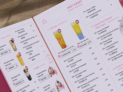 Meet Sweet | Brand Identity + Menu Design brand branding branding guideline design dessert drink graphic design icon logo menu menudesign paper restaurant texture typography