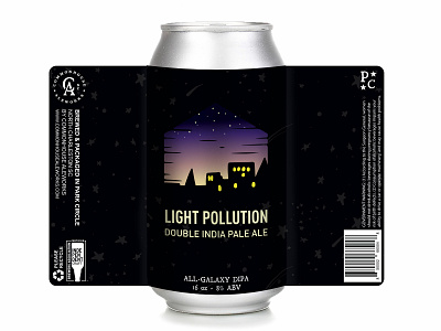 Light Pollution Double IPA beer art beer label beer label design design graphic design hand rendered illustration vector