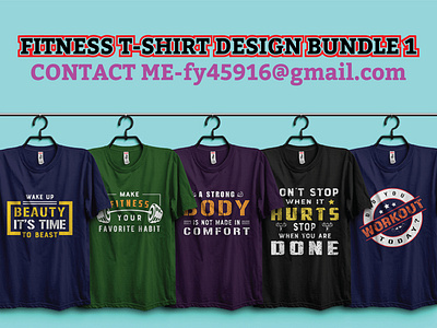 Fitness/Bodybuilding/Crossfit T-shirt Design Bundle.