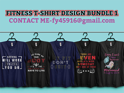 Fitness/Bodybuilding/Crossfit T-shirt Design Bundle.