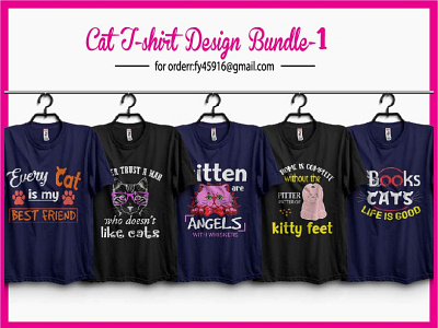 cat t-shirt design bundle. apparel cat custom t shirt design fashion funny illustration kitten meow pet style sweet typography t shirt vector