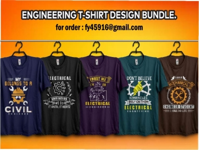 Engineering T-shirt Design Bundle.Vintage Typhograph Design.