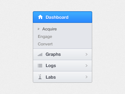 Navigation arrow blue box clean dashboard home icons navigation simple splitters tabs ui ux