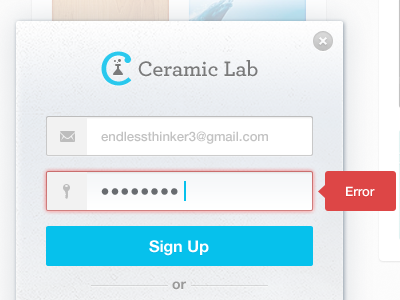 Sign Up buttons close error field form icons sign up social ui user ux