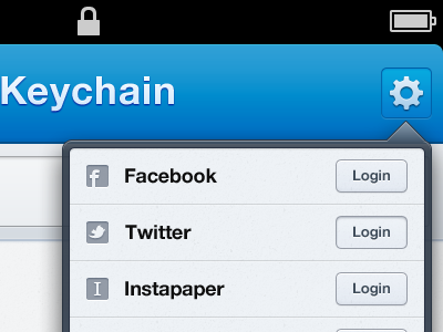 Keychain dropdown fields icons ios iphone lab register social ui user ux