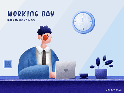 working day design illustration work